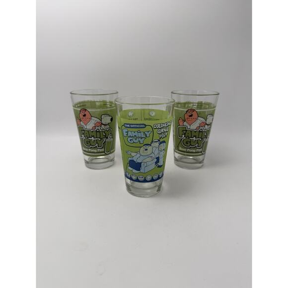Family Guy Other - Set Of 3 Family Guy Drinking Pint Glass Game Official 2004 Funny Gift Barware